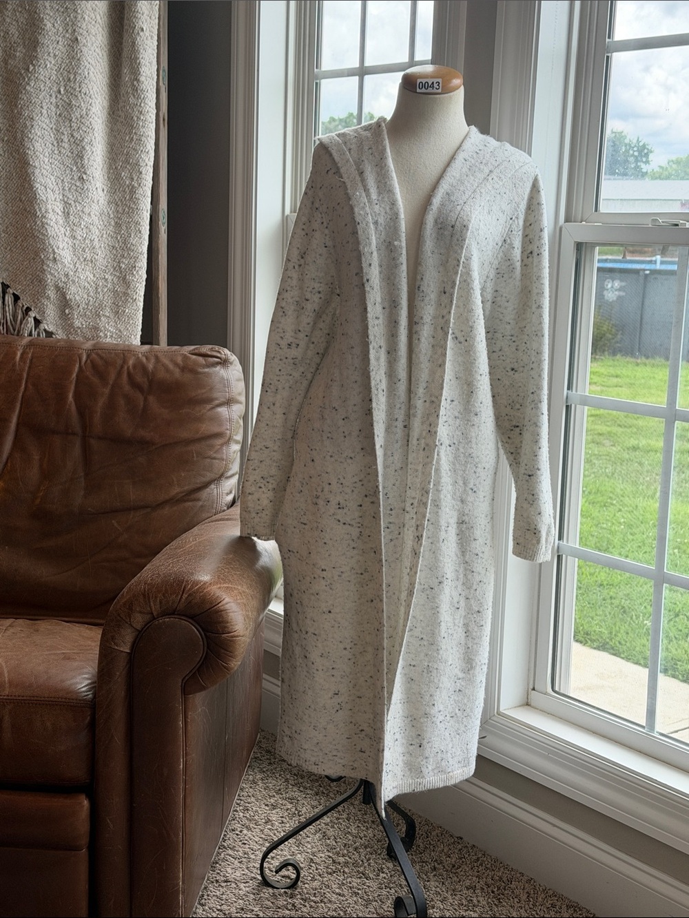 Terra & Sky White Speckled Hooded Duster Cardigan